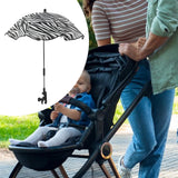 Maxbell Stroller Parasol Sun Protection Clamp on Umbrella for Traveling Outdoor black white