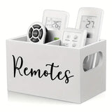 Maxbell Remote Control Holder Retro Wooden TV Remote Holder for Bed NightStand Couch White