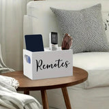 Maxbell Remote Control Holder Retro Wooden TV Remote Holder for Bed NightStand Couch White