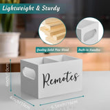 Maxbell Remote Control Holder Retro Wooden TV Remote Holder for Bed NightStand Couch White