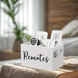 Maxbell Remote Control Holder Retro Wooden TV Remote Holder for Bed NightStand Couch White