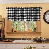 Maxbell Window Valance Curtain Small Rod Pocket Curtains for Kitchen Home Restaurant Black White