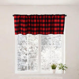 Maxbell Window Valance Curtain Small Rod Pocket Curtains for Kitchen Home Restaurant Black Red