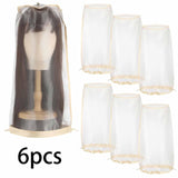 Maxbell 6Pcs Wig Storage Bag Portable with Drawstring for Travel Home Transportation beige