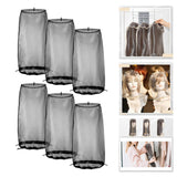 Maxbell 6Pcs Wig Storage Bag Portable with Drawstring for Travel Home Transportation black