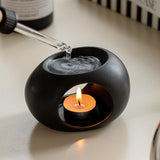 Maxbell Tealight Candle Holder Aroma Melt Warmer Indoor Ceramic Essential Oil Burner Black