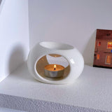 Maxbell Tealight Candle Holder Aroma Melt Warmer Indoor Ceramic Essential Oil Burner White