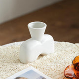 Maxbell Flower Vase Birthday Gifts Tabletop Ornament for Office Entrance Living Room White