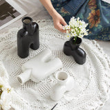 Maxbell Flower Vase Birthday Gifts Tabletop Ornament for Office Entrance Living Room Black