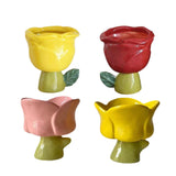 Maxbell Ice Cream Cup Ceramic Small Cute Milkshake Glasses for Milkshakes Milk Salad Pink Tulip Cup