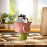 Maxbell Ice Cream Cup Ceramic Small Cute Milkshake Glasses for Milkshakes Milk Salad Pink Tulip Cup