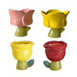 Maxbell Ice Cream Cup Ceramic Small Cute Milkshake Glasses for Milkshakes Milk Salad Pink Tulip Cup