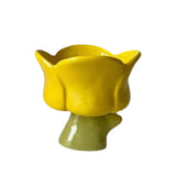 Maxbell Ice Cream Cup Ceramic Small Cute Milkshake Glasses for Milkshakes Milk Salad Yellow Tulips Cup