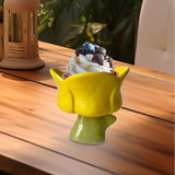 Maxbell Ice Cream Cup Ceramic Small Cute Milkshake Glasses for Milkshakes Milk Salad Yellow Tulips Cup