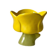 Maxbell Ice Cream Cup Ceramic Small Cute Milkshake Glasses for Milkshakes Milk Salad Yellow Tulips Cup