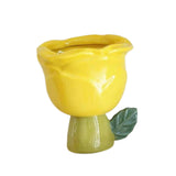 Maxbell Ice Cream Cup Ceramic Small Cute Milkshake Glasses for Milkshakes Milk Salad Yellow Rose Type