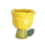Maxbell Ice Cream Cup Ceramic Small Cute Milkshake Glasses for Milkshakes Milk Salad Yellow Rose Type
