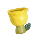 Maxbell Ice Cream Cup Ceramic Small Cute Milkshake Glasses for Milkshakes Milk Salad Yellow Rose Type