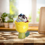 Maxbell Ice Cream Cup Ceramic Small Cute Milkshake Glasses for Milkshakes Milk Salad Yellow Rose Type