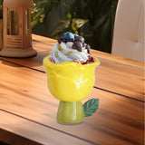 Maxbell Ice Cream Cup Ceramic Small Cute Milkshake Glasses for Milkshakes Milk Salad Yellow Rose Type