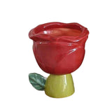 Maxbell Ice Cream Cup Ceramic Small Cute Milkshake Glasses for Milkshakes Milk Salad Red Rose Type