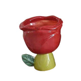 Maxbell Ice Cream Cup Ceramic Small Cute Milkshake Glasses for Milkshakes Milk Salad Red Rose Type
