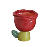 Maxbell Ice Cream Cup Ceramic Small Cute Milkshake Glasses for Milkshakes Milk Salad Red Rose Type