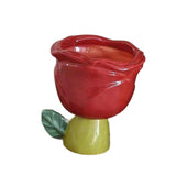 Maxbell Ice Cream Cup Ceramic Small Cute Milkshake Glasses for Milkshakes Milk Salad Red Rose Type