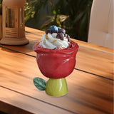 Maxbell Ice Cream Cup Ceramic Small Cute Milkshake Glasses for Milkshakes Milk Salad Red Rose Type