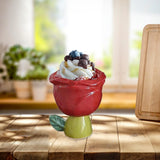 Maxbell Ice Cream Cup Ceramic Small Cute Milkshake Glasses for Milkshakes Milk Salad Red Rose Type