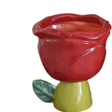 Maxbell Ice Cream Cup Ceramic Small Cute Milkshake Glasses for Milkshakes Milk Salad Red Rose Type