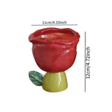 Maxbell Ice Cream Cup Ceramic Small Cute Milkshake Glasses for Milkshakes Milk Salad Red Rose Type