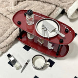 Maxbell Countertop Storage Rack Shelf Desktop Organizer for Counter Bedroom Bathroom Red