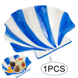 Maxbell Ceramic Shell Shaped Decorative Bowl for Entryway Birthday Gift Coffee Table Blue