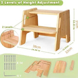 Maxbell Wooden Step Stool Nonslip Brushing Training Stool Washing Shower Stool