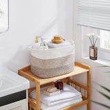 Maxbell Cotton Rope Woven Basket for Organizing Soft for Tabletop Bedroom Countertop Grass Yellow White