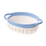 Maxbell Cotton Rope Woven Basket for Organizing Soft for Tabletop Bedroom Countertop Light Blue White