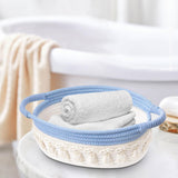 Maxbell Cotton Rope Woven Basket for Organizing Soft for Tabletop Bedroom Countertop Light Blue White
