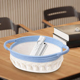 Maxbell Cotton Rope Woven Basket for Organizing Soft for Tabletop Bedroom Countertop Light Blue White