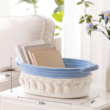 Maxbell Cotton Rope Woven Basket for Organizing Soft for Tabletop Bedroom Countertop Light Blue White
