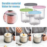 Maxbell 4Pcs Ice Cream Containers 0.5 Quarts Ice Cream Tubs for Homemade Gelato Soup