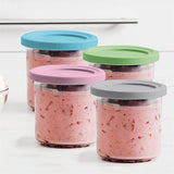 Maxbell 4Pcs Ice Cream Containers 0.5 Quarts Ice Cream Tubs for Homemade Gelato Soup