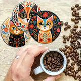 Maxbell 6x Wooden Cute Cat Coasters Desktop Table Protection for Bar Farmhouse Decor