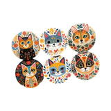 Maxbell 6x Wooden Cute Cat Coasters Desktop Table Protection for Bar Farmhouse Decor