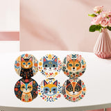 Maxbell 6x Wooden Cute Cat Coasters Desktop Table Protection for Bar Farmhouse Decor