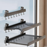 Maxbell Retractable Drying Rack Towel Rack Laundry Drying Holder for Balcony Bedroom 40cmx44cm 6 Hooks