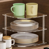 Maxbell Acrylic Corner Shelf Versatile Plate Storage Rack for Kitchen Counter Pantry