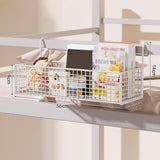 Maxbell Bedside Hanging Storage Basket Rustproof Beside Shelf for Bedroom Home White without Hooks