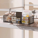Maxbell Bedside Hanging Storage Basket Rustproof Beside Shelf for Bedroom Home Black without Hooks