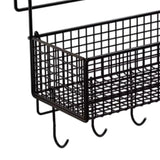 Maxbell Bedside Hanging Storage Basket Rustproof Beside Shelf for Bedroom Home Black with Hooks